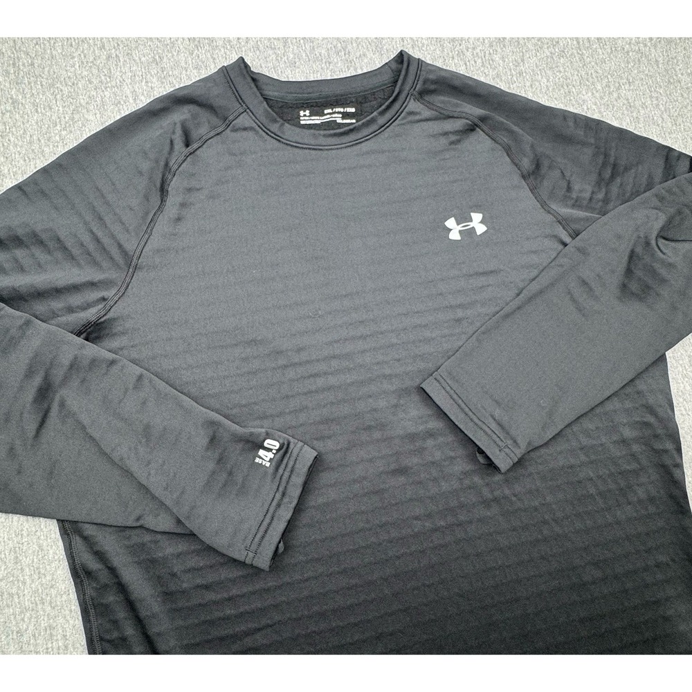 Under Armour Base Layer 4.0 Shirt Mens 2XL Black Coldgear Fitted Waffle Grid Ski